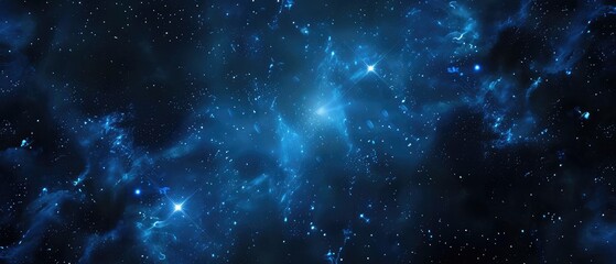 Abstract Cosmic Starfield with Blue Nebula