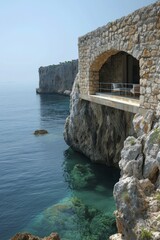 Canvas Print - Serene coastal outlook from cliffside, gentle sea below, epitome of tranquility