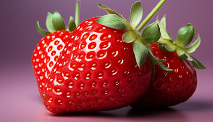 Sticker - Freshness and sweetness in a single strawberry, nature heart generated by AI