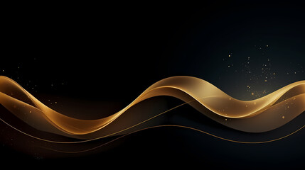 Luxurious and futuristic golden empty stage, golden particles background in stage shape