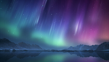 Wall Mural - majestic star trail illuminates dark winter landscape, creating mysterious beauty generated by ai