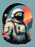 Fototapeta Natura - Astronaut illustration in space for T shirt design