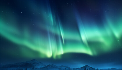 Wall Mural - majestic winter mountain illuminated by vibrant starry night generated by ai