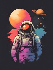 Wall Mural - Astronaut illustration in space for T shirt design