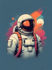 Wall Mural - Astronaut illustration in space for T shirt design