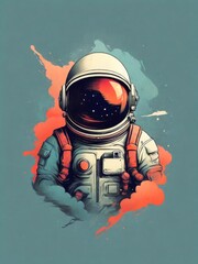 Wall Mural - Astronaut illustration in space for T shirt design
