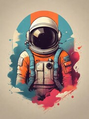 Wall Mural - Astronaut illustration in space for T shirt design