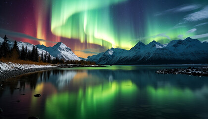Wall Mural - majestic mountain range reflects tranquil night sky beauty generated by ai