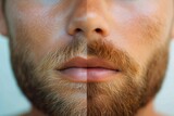 Fototapeta Konie - The intricate lines of a man's weathered face are highlighted by his bushy beard and striking moustache, revealing a story of strength, resilience, and wisdom