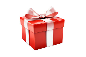 Wall Mural - gift box with white ribbon and bow  isolated on transparent and white background.PNG image	