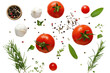 © CStock - fresh tomato, herbs and spices isolated on transparent and white background.PNG image