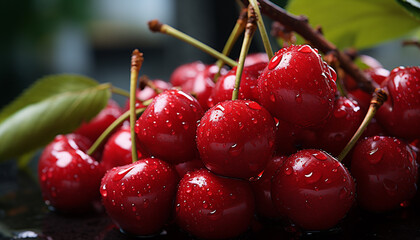 Wall Mural - Freshness and nature in a bowl of juicy berries generated by AI