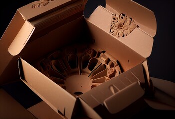 Wall Mural - Open brown carton. Side view. Generative AI