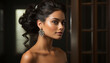 © Gstudio - Beautiful woman with brown curly hair, looking at camera sensually generated by AI