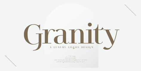 Aufkleber - Luxury alphabet letters logo font and number. Classic Elegant Lettering Minimal Fashion. Typography fonts regular logos. vector illustration
