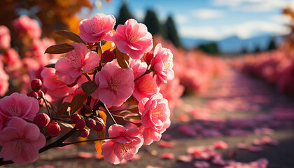 Sticker - A vibrant bouquet of colorful flowers brightens the meadow generated by AI