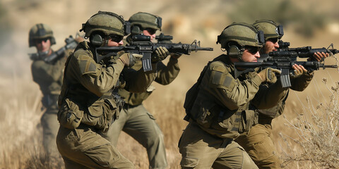 Wall Mural - Israeli soldiers on battlefield