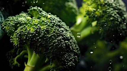 close up of fresh broccoli with beautiful colors. Farm crops of fresh and organic fruits and vegetables. Healthy food for a healthy life