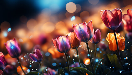 Wall Mural - The vibrant tulip blossom shines in nature colorful bouquet generated by AI