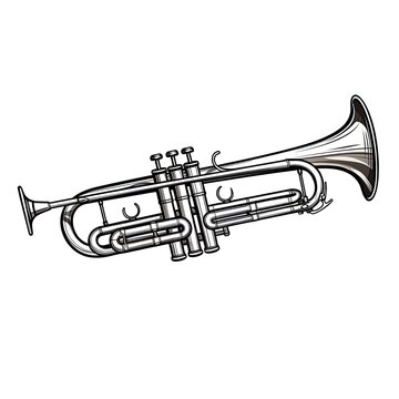 artistic outline of Trumpet: A powerful brass instrument, synonymous