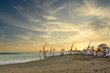 Melasti Traditional Ritual Ceremony in Bali Beach during Sunset as One of the Tourism Tourist Travel Attraction