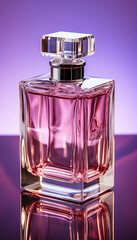 Sticker - A luxurious pink perfume bottle reflects elegance and femininity generated by AI