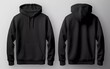 Blank black hoodie sweater mock up template, front and back view, isolated on plain black hoodie sweater mock up.  generative ai