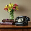 Elegant Vintage Telephone and Flower Arrangement