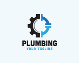 Fototapeta  - gear system plumbing logo icon symbol design template illustration inspiration