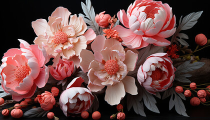 Wall Mural - A fresh bouquet of multi colored flowers brings nature beauty generated by AI