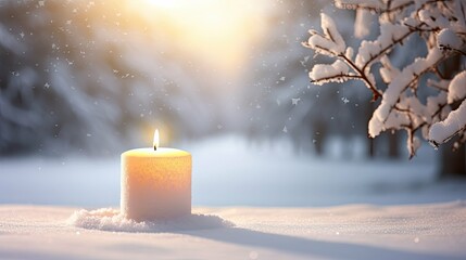 Canvas Print - cold snow candle