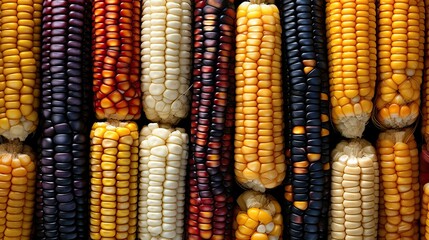 Wall Mural - harvest multicolor corn cobs