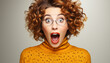 © Gstudio - A cute, curly haired woman with a shocked expression and eyeglasses generated by AI