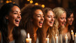 Smiling women enjoy nightlife, laughter, and carefree bonding indoors generated by AI