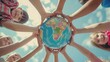 © Eman Suardi - Children hug the earth globe with their hands. Earth Day concept
