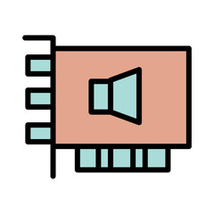 Sticker - Sound Card Network Sound Filled Outline Icon