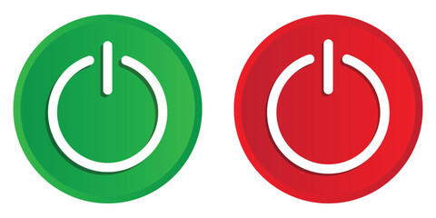 Poster - green and red power on off 3d buttons. set of icon. vector symbol on transparent background.
