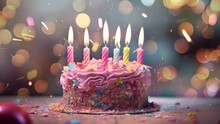 candles on a birthday cake birthday cake with candle. seamless looping overlay 4k virtual video animation background 