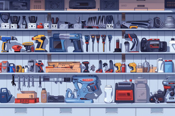 hardware store, with tools and supplies