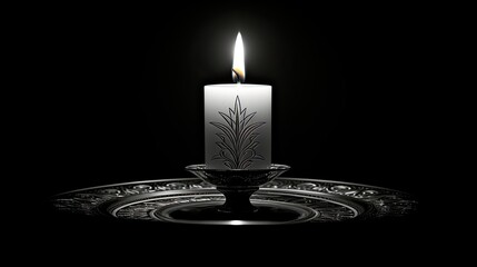 Wall Mural - light candle black and white