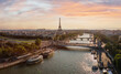Paris panorama, France, Paris and Seine river cityscape panoramic view from above