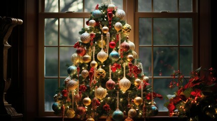 Poster - festive holiday ornaments on tree