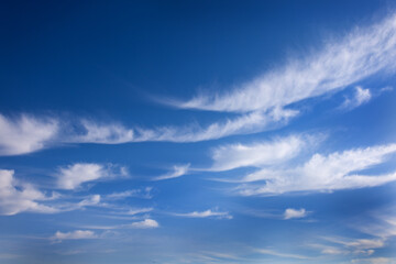 Summer blue sky cloud gradient light background. Beauty clear cloudy in sun calm bright winter airy background. Gloomy bright blue landscape in environment daytime horizon view of horizon spring wind