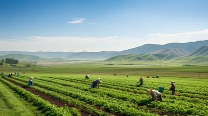 Canvas Print - crops working on farm