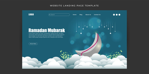 Wall Mural - Vector illustration of Ramadan Website landing page banner Template