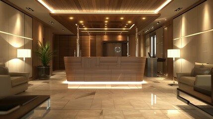 Wall Mural - 3d render of luxury hotel reception lobby