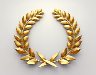 Laurel award. symbol of victory and achievement. design element for decoration of medals, awards, emblems or birthday logos. gold laurel wreath. isolated realistic vector object