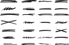 Scribble Lines, Brush Lines And Underlines. Hand Drawn Collection Of Doodle Style Various Lines. Lettering Art Lines Isolated On White In Editable Vector. Eps 10