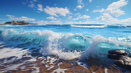  A striking cobalt blue ocean with gentle waves
