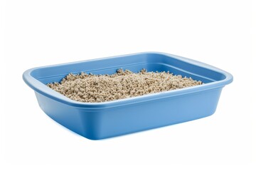 Wall Mural - Blue cat litter box with clumping litter isolated